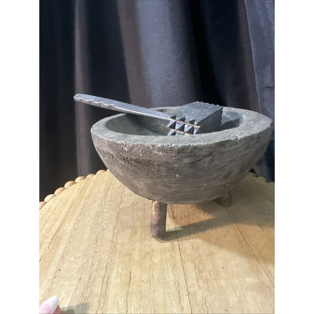 Vintage Rustic wooden Mortar And Pestle Medicine Bowl